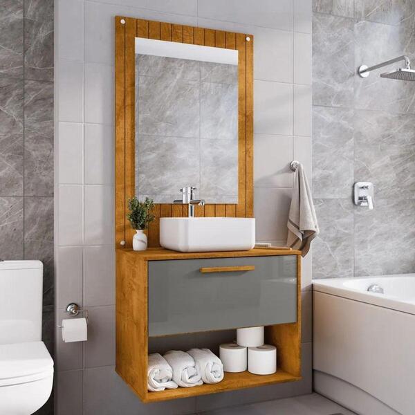 Kit Para Banheiro Espelho Ribeiro Naturalle/titanium