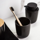 Kit Para Banheiro Lavabo 3 Peças Com Bandeja De Bambu Dispens