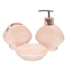 Kit Para Banheiro Lavabo 3 Peças Sereia Concha Perolado Rosa