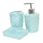 Kit Para Banheiro Lavabo 3 Peças Sereia Escamas Perolado Verde