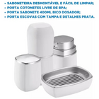 Kit Para Banheiro Lavabo 4 Peças De Bancada Branco E Prata Ar