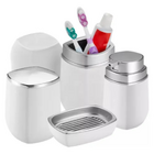 Kit Para Banheiro Lavabo 4 Peças De Bancada Branco E Prata Ar