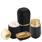 Kit Para Banheiro Lavabo 4 Peças De Bancada Preto E Dourado A