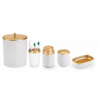 Kit Para Banheiro Lavabo 5 Peças Branco E Dourado - Arthi