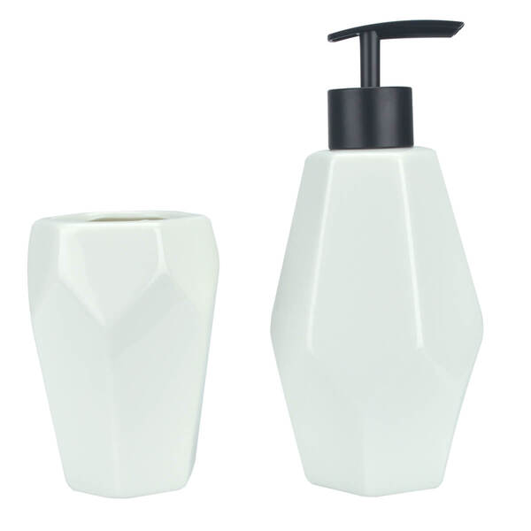 Kit Para Banheiro Lavabo De Porcelana Geometrico