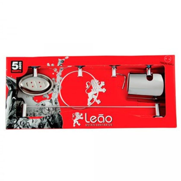 Kit Para Banheiro Leão Em Alumínio Junior Com 5 Peças