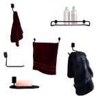 Kit Para Banheiro Preto Com Porta-shampoo 6 Peças Città Black