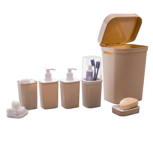 Kit Para Banheiro Quadrado Classic Fosco Nude 6 Peças