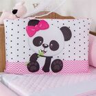 Kit Para Berço Bebê Aquarelado Panda 10 Peças - Rosa - Pink