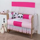 Kit Para Berço Bebê Aquarelado Panda 10 Peças - Rosa - Pink