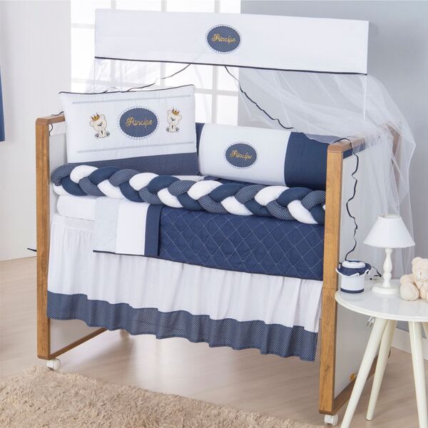 Kit Para Berço Bebê Urso Principe 10 Peças - Azul