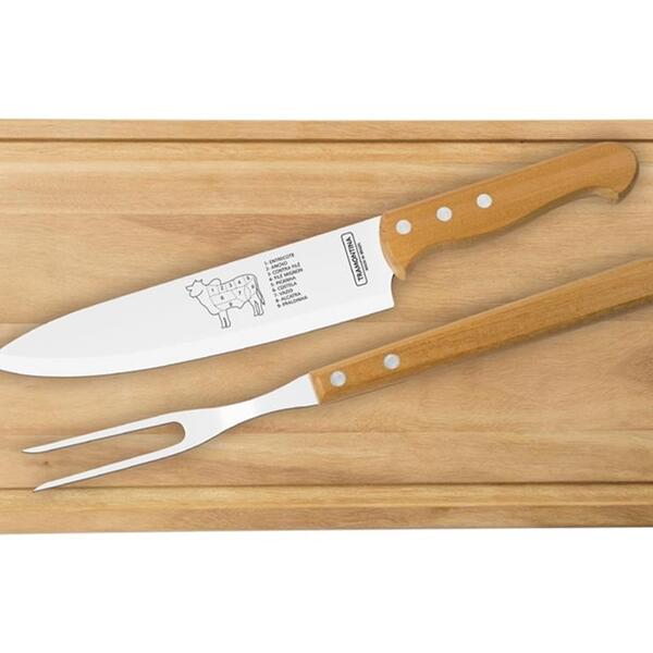 Kit Para Churrasco 3 Pecas Sortidos Com Laminas De Aco Inox E