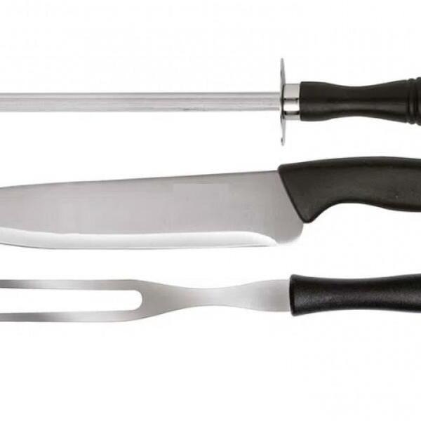 Kit Para Churrasco 3 Peças Style Cabo Preto - Wellhome