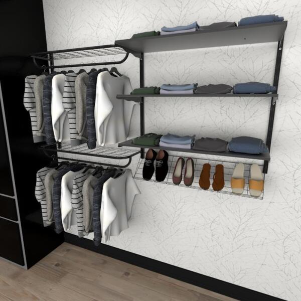 Kit Para Closet Com 14 Peças Regulável 200x100 Cm Tonalidade