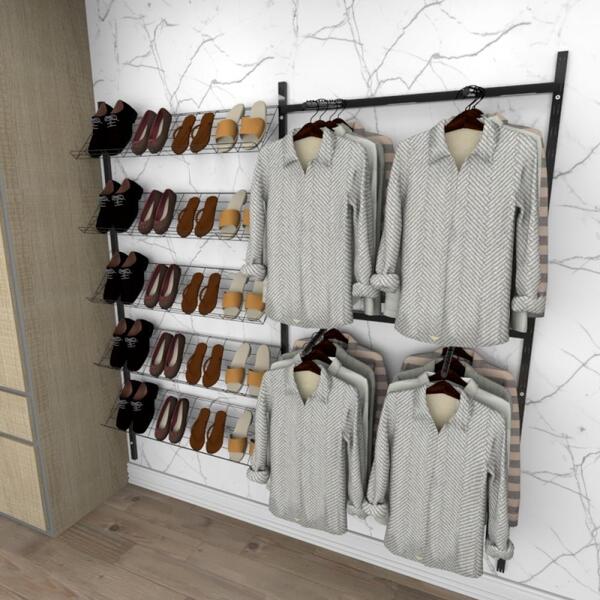 Kit Para Closet Com 14 Peças Regulável 200x200 Cm Tonalidade