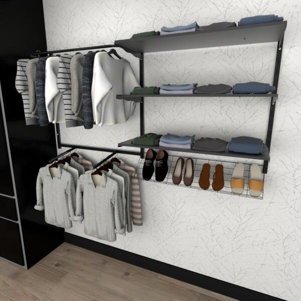 Kit Para Closet Com 16 Peças Regulável 200x100 Cm Tonalidade