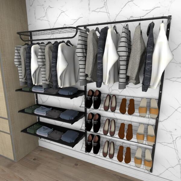 Kit Para Closet Com 17 Peças Regulável 200x200 Cm Tonalidade