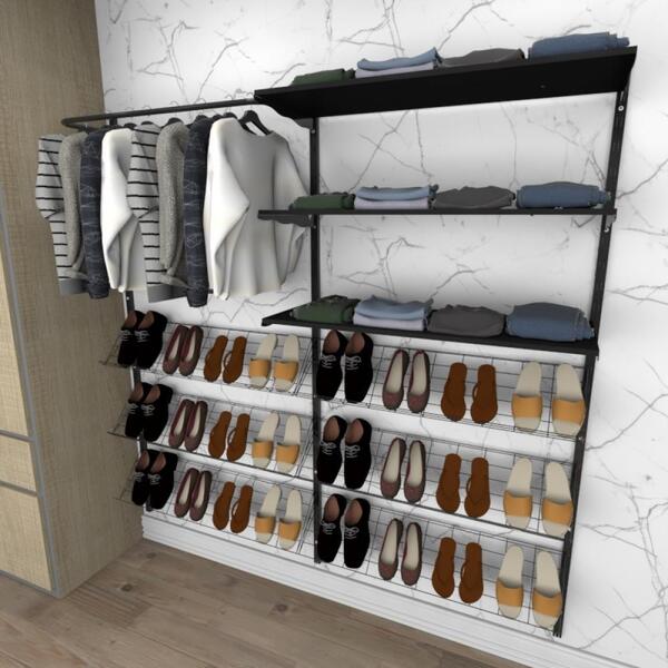 Kit Para Closet Com 19 Peças Regulável 200x200 Cm Tonalidade