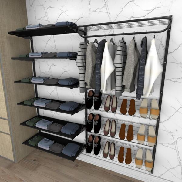 Kit Para Closet Com 25 Peças Regulável 200x200 Cm Tonalidade