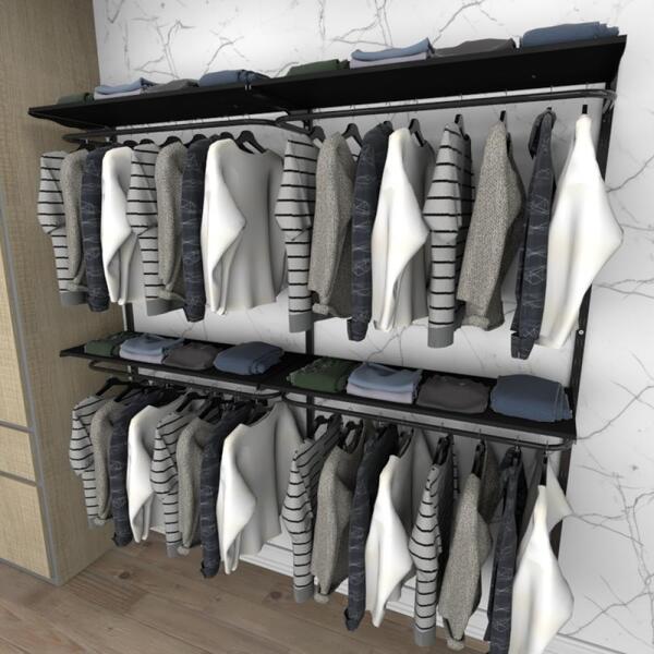 Kit Para Closet Com 4 Peças Regulável 200x200 Cm Tonalidade P