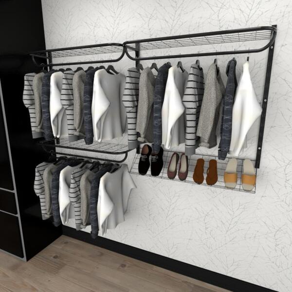 Kit Para Closet Com 6 Peças Regulável 200x100 Cm Tonalidade P