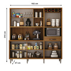 Kit Para Cozinha Letícia 6 Portas 1 Gaveta 1,82m Microondas E