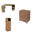 Kit Para Escritório Com 2 Gaveteiros E 1 Mesa De Canto Amendoa