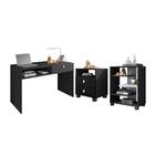 Kit Para Escritório Com Gaveteiro Mahavir Preto Branco