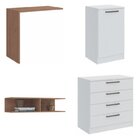 Kit Para Escritório Com Mesa Complementar, 2 Nichos Mdf, Módu