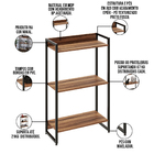 Kit Para Escritório Estante Areta 3 Prateleiras Mesa Industri