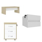 Kit Para Escritório Executivo 3 Peças Mesa Tamburato Com Módu