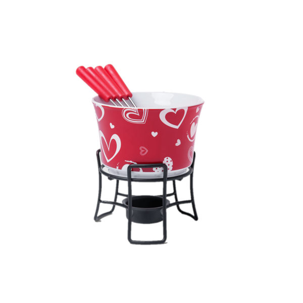 Kit Para Fondue Coração Casal Conjunto Para Fondue Chocolate