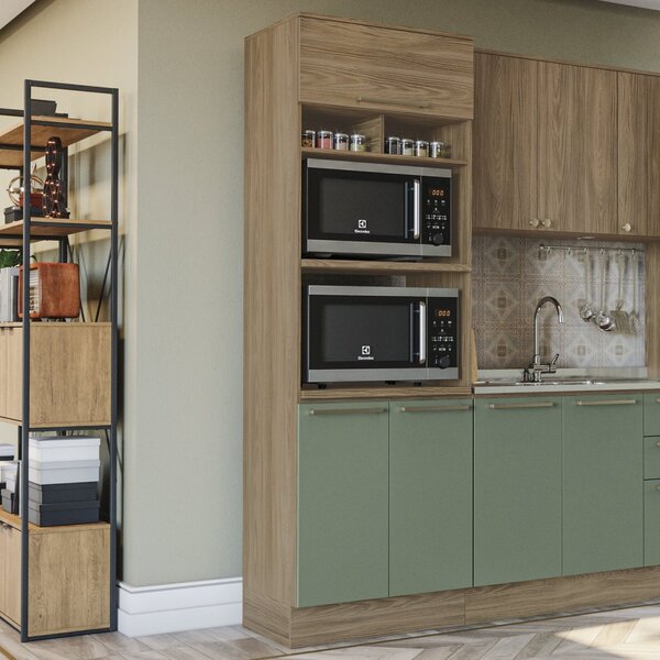 Kit Para Forno 70cm 3 Portas  Nogueira/verde Oliva