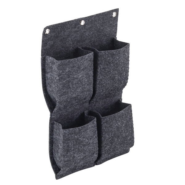 Kit para Jardim Vertical 4 Vasos Feltro Cinza 44,5x27,5cm