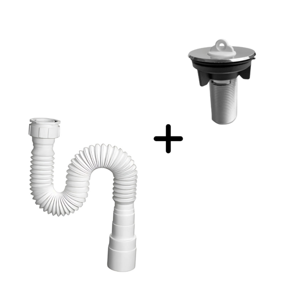 Kit Para Lavabo Sifão Universal Banheiro Flexivel  E Válvula