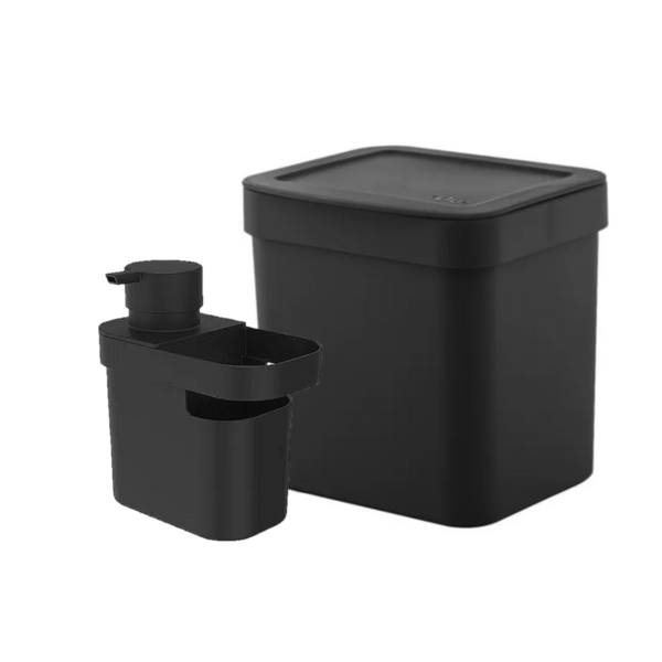 Kit Para Pia Lixeira Com Tampa 4,7 Litros E Dispenser Porta D