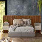 Kit Para Quarto Cabeceira Queen Casal Ripada Com 2 Mesas De C
