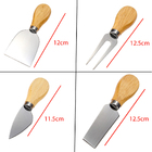 Kit Para Queijo Petisco Quatro Peças De Aço Inox E Madeira