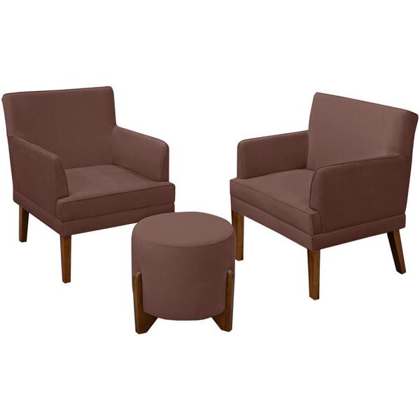 Kit Para Sala 2 Poltronas Aspen E Puff Matte Veludo Sanch