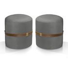 Kit Para Sala De Estar Puffes Redondo Estilo Moderno Berlim T