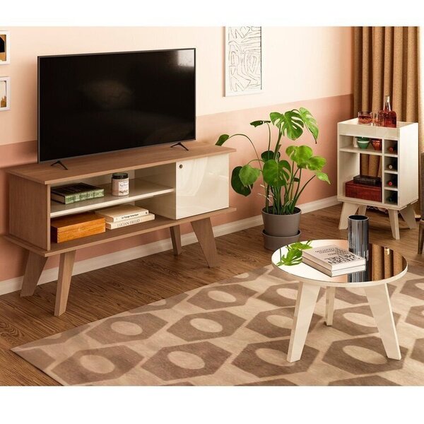 Kit Para Sala De Estar Rack E Mesa De Centro E Bar Frank Cina