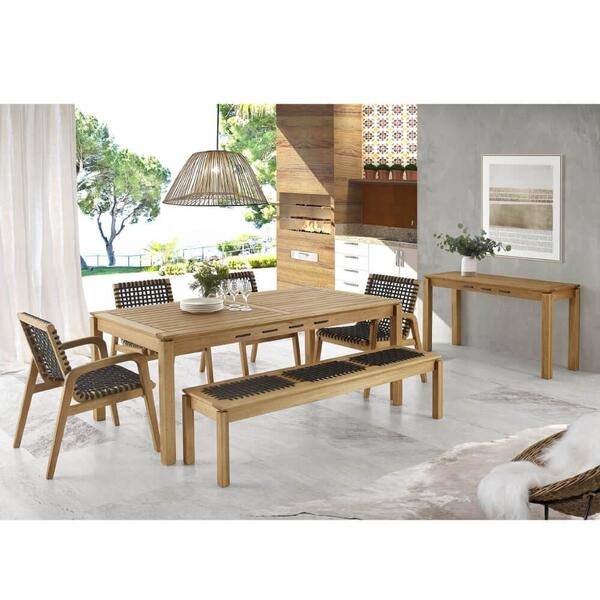 Kit Para Sala De Jantar Mesa 180 Cm 4 Cadeiras Banco Marrom