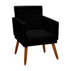 Kit Para Sala Poltrona Nina C/ Puff Veludo Preto Speciale Home