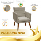 Kit Para Sala Poltrona Nina C/ Puff Veludo Preto Speciale Home