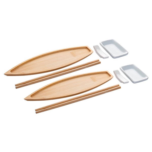 Kit Para Sushi De Bambu E Cerâmica Nagasaki 8 Peças Lyor