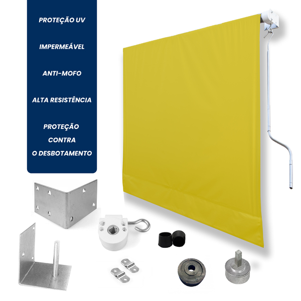 Kit Para Toldo Retratil + Lona De 1,50l X 2,00a Amarelo