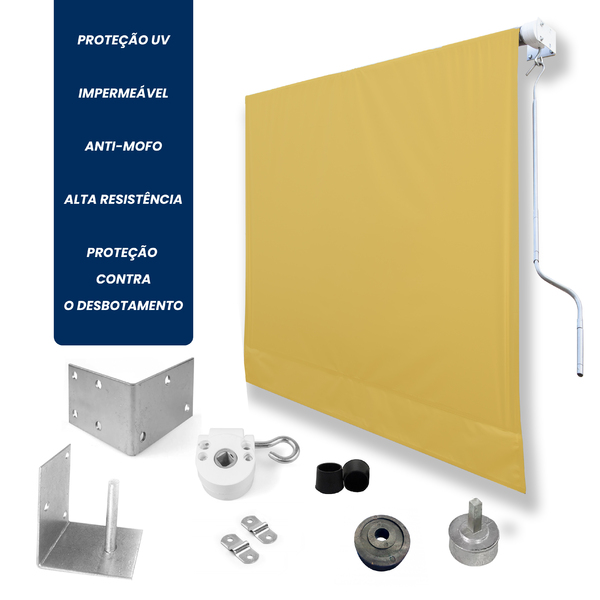 Kit Para Toldo Retratil + Lona De 2,50l X 2,00a Mostarda