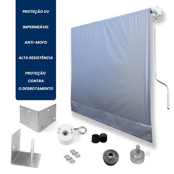 Kit Para Toldo Retratil + Lona De 2,80l X 2,000a Cinza