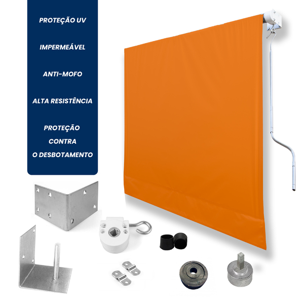 Kit Para Toldo Retratil + Lona De 3,00l X 2,20a Laranja