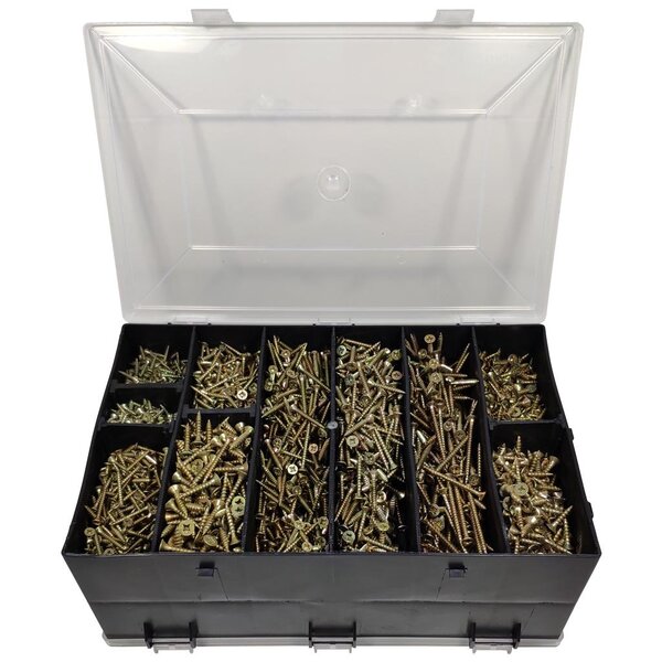 Kit Parafusos Madeira Com Maleta Ouro 3.100 Parafusos